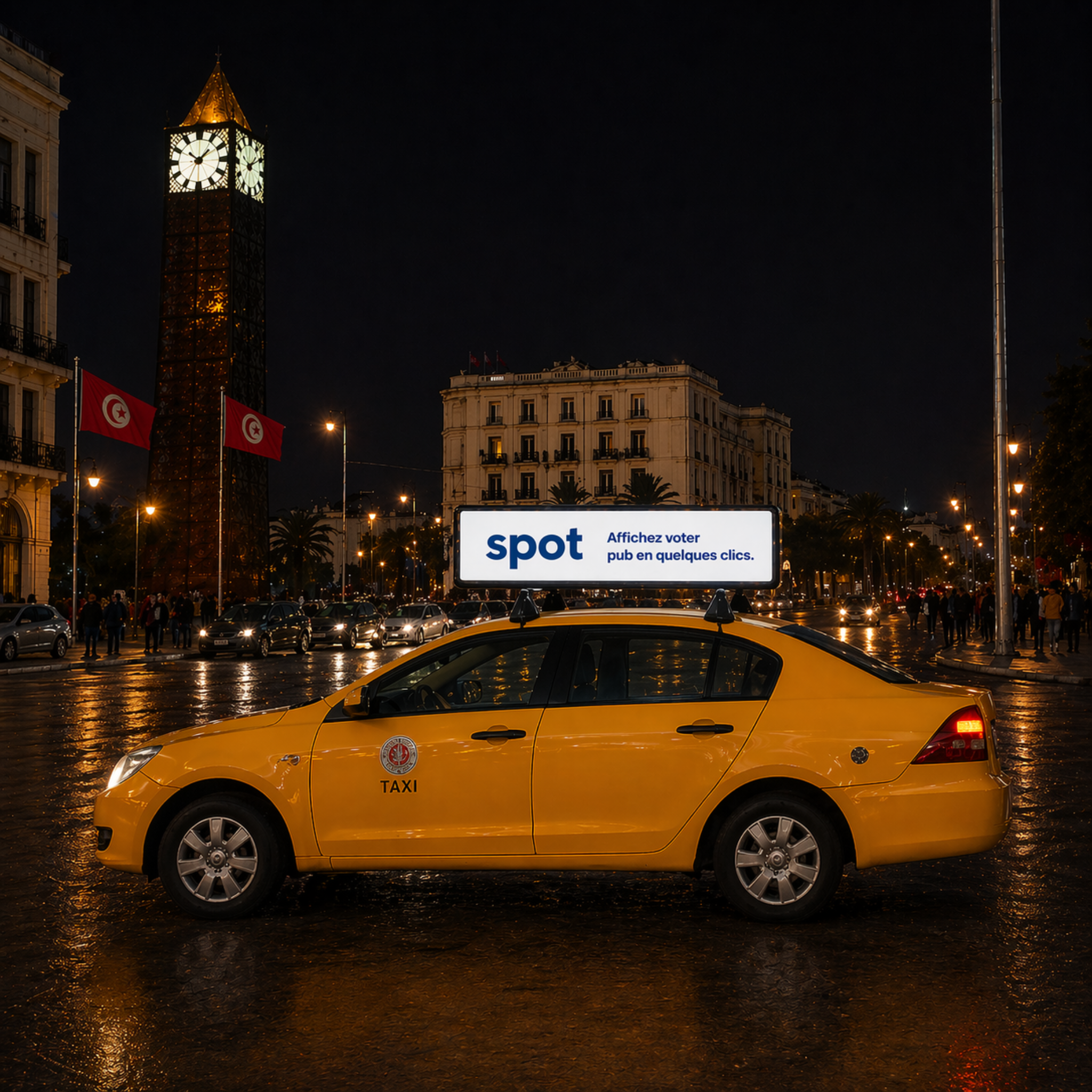 Taxi avec écran Taxi LED : votre publicité visible sur la route